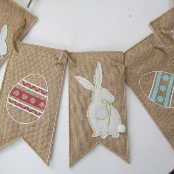 Primitive Garland Burlap Decor Bunny Rabbit Decor Easter Egg Decor Burlap Banner - Picture 2 of 4